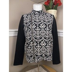 Forever 21 Womens Junior  Black/white Astec Long‎ Sleeve Jacket Size M